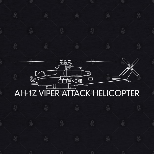 AH-1Z Viper Helicopter Blueprint Art by Battlefields